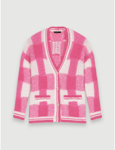 Cardigan en jacquard à carreaux
