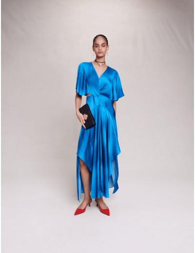 Robe longue satinée