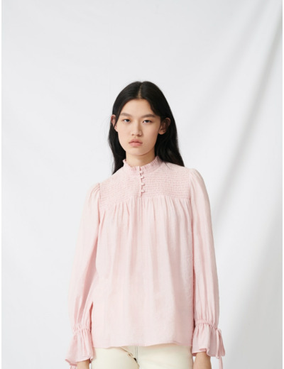 Blouse smockée à manches bouffantes