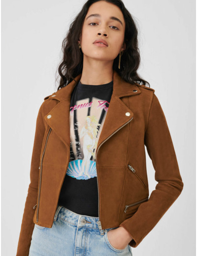 Blouson en daim façon biker