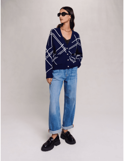 Cardigan en maille à rayures