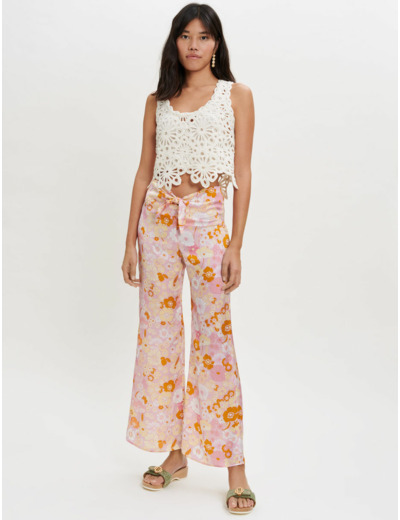 Pantalon fluide imprimé Flower Power