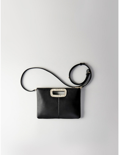 Pochette M Duo en cuir à poignée strass