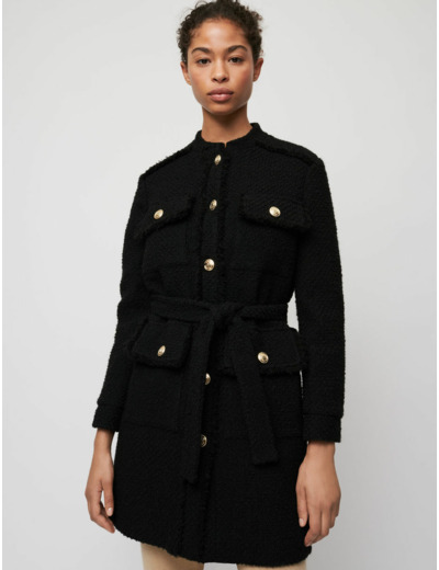 Manteau façon tweed ceinturé
