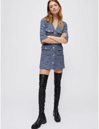 Robe en tweed appuyée à la taille