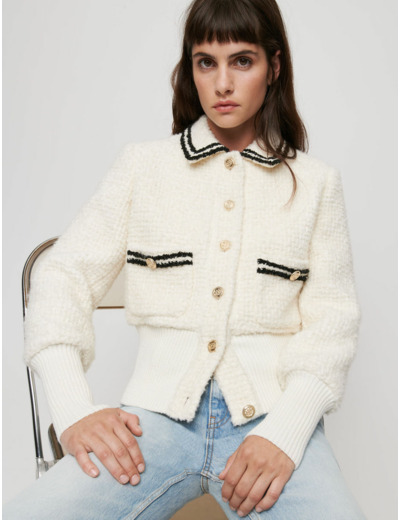 Blouson façon tweed contrasté