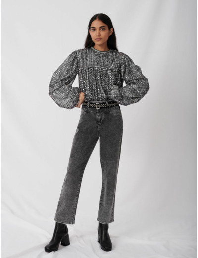 Jean droit avec ceinture fantaisie