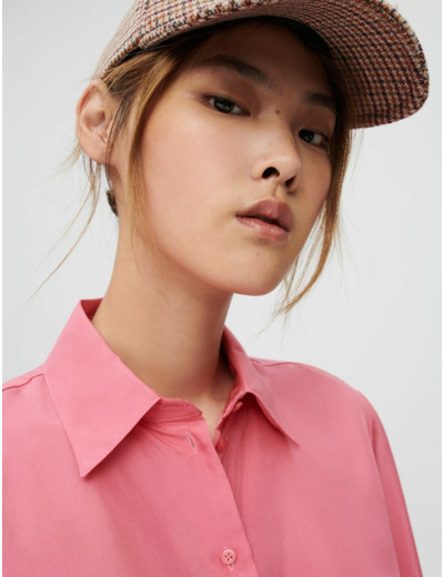 Chemise en habotai de soie bois de rose
