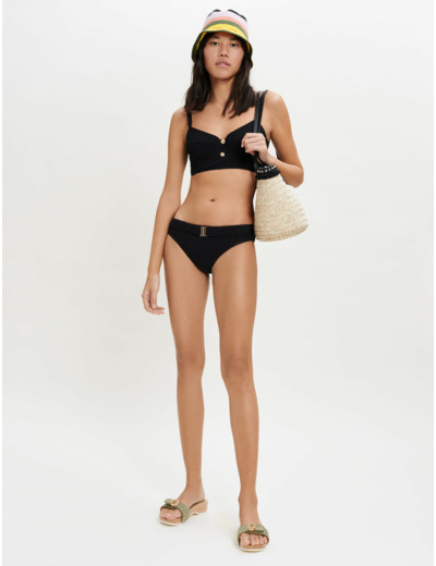 Maillot de bain noir à motifs fleurs