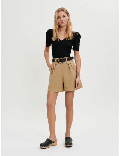 Short en coton à revers