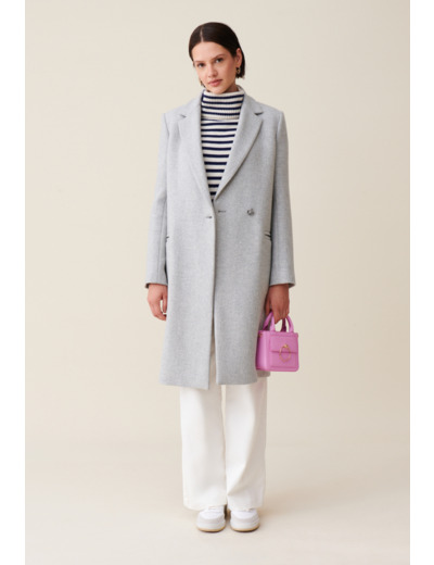 Manteau mi-long tailleur gris clair