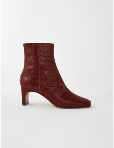 Bottines cuir embossé croco
