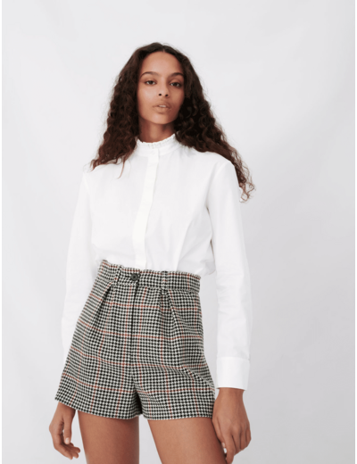 Chemise en popeline à col strassé
