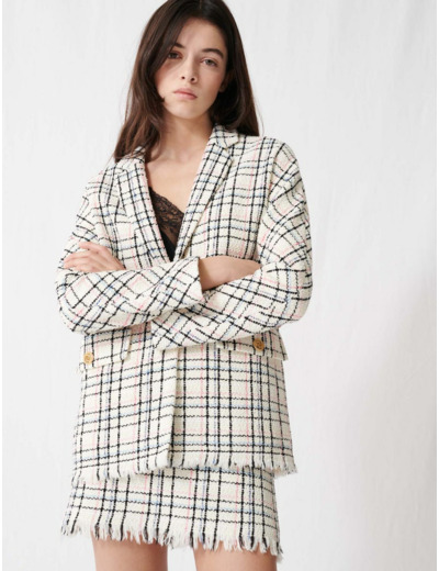 Veste façon tweed à carreaux
