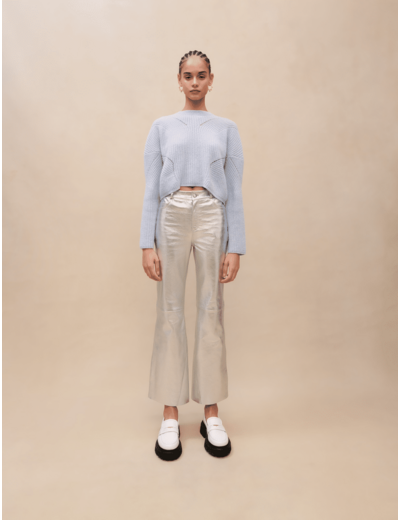 Pantalon en cuir métallisé