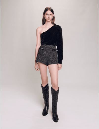 Short en tweed pailleté