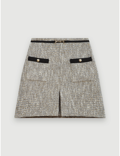 Jupe droite façon tweed avec lurex