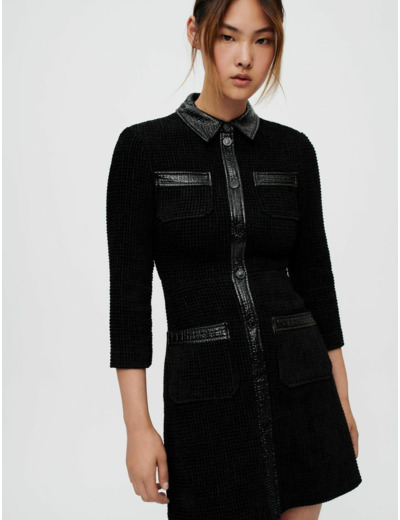 Robe en tweed velours et vinyle
