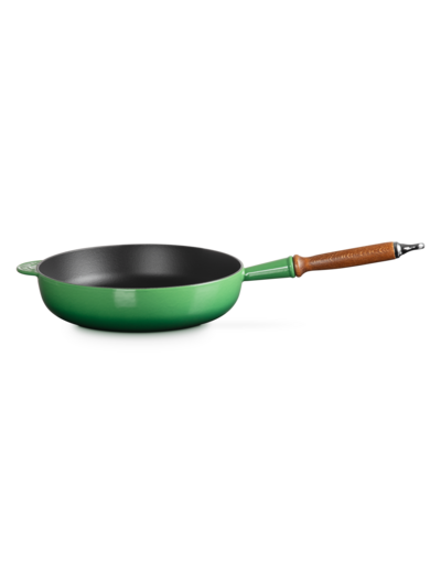 Sauteuse 28cm en fonte émaillée bambou avec manche en bois