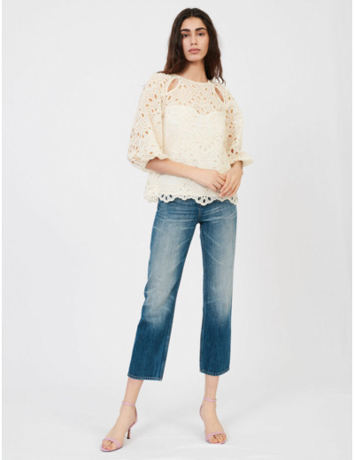 Top en guipure et organza