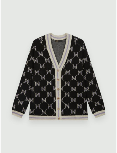 Cardigan en jacquard monogramme et lurex