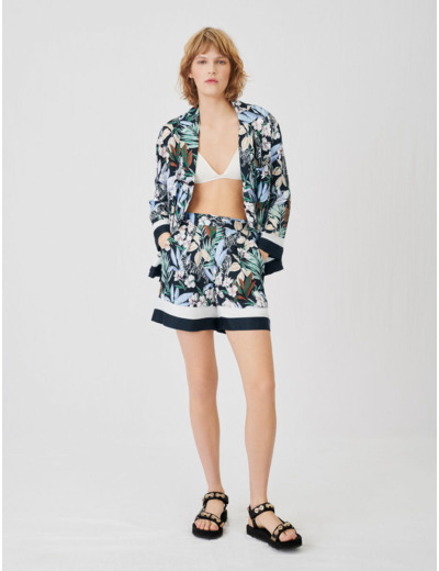Short en satin imprimé