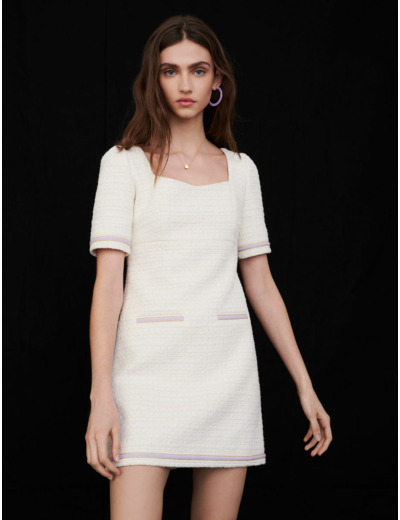 Robe façon tweed contrastée