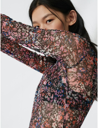Top en mesh à motif floral