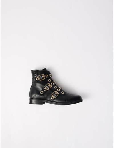 Bottines plates multibrides à œillets