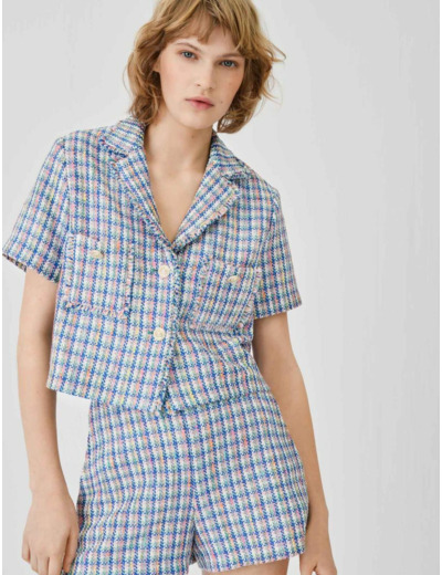Veste à manches courtes façon tweed