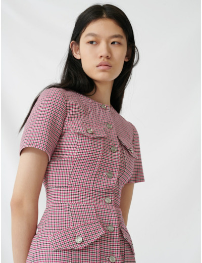 Robe courte cintrée à carreaux