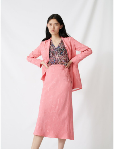 Jupe longue en jacquard satiné