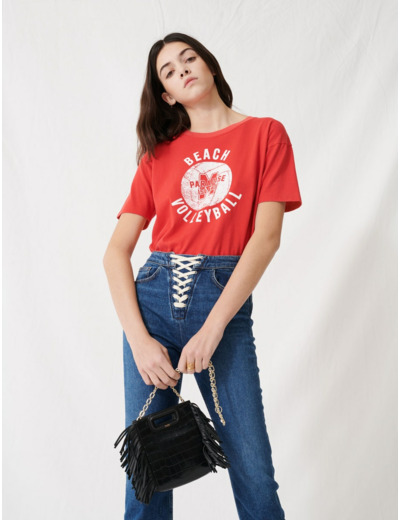 Jean en denim bleu à fermeture lacée