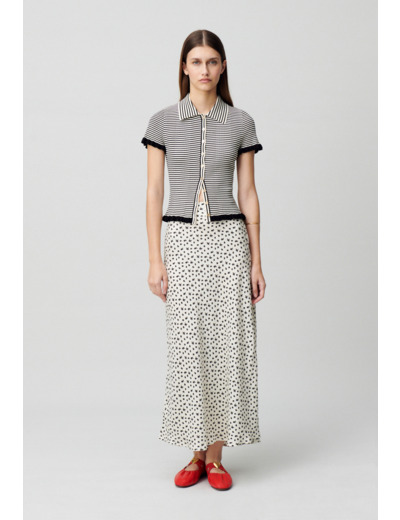 Top polo rayures boutonné