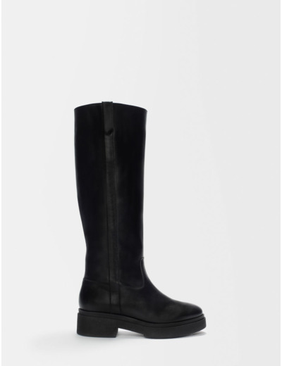 Bottes en cuir lisse