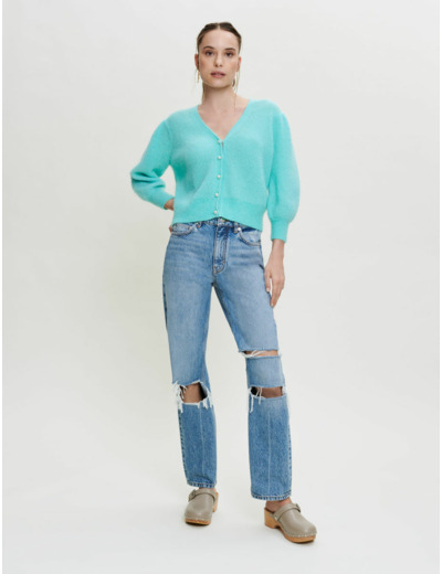 Cardigan en mohair fluffy