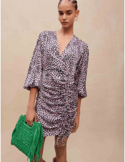 Robe drapée imprimée Léopard