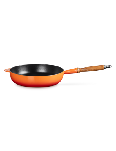 Sauteuse 28cm en fonte émaillée volcanique avec manche en bois