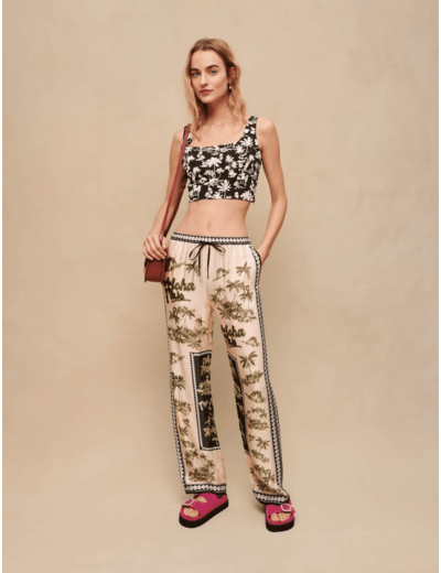 Pantalon fluide imprimé palmiers