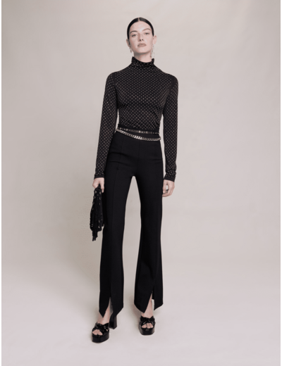 Pantalon noir près du corps avec fentes