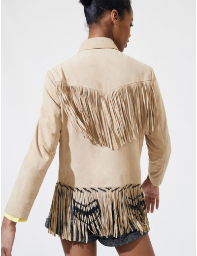 Veste en daim à franges