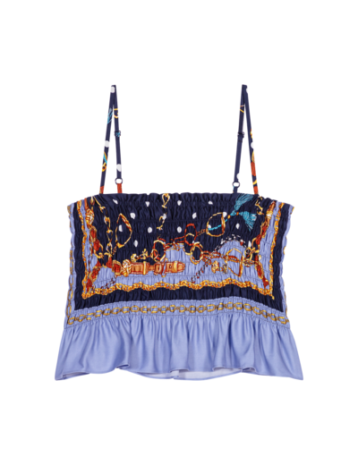 Crop top smocké imprimé