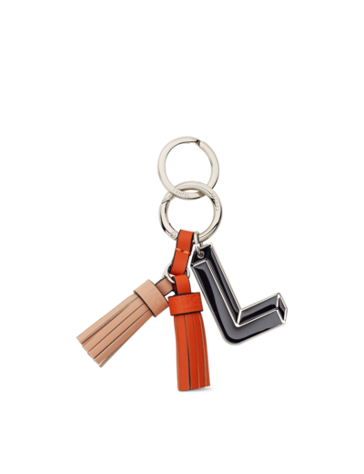 Cuir Pompon - Porte-clés pompon duo - Cuir de vachette lisse et métal