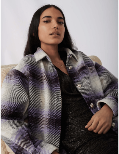 Blouson façon surchemise à carreaux