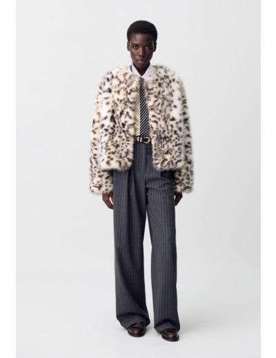 Manteau fausse fourrure léopard