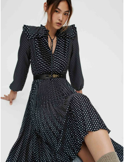 Robe en satin plissé mini pois Clover