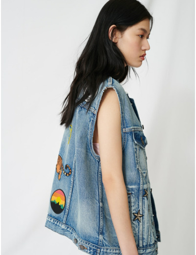 Blouson sans manches en jean