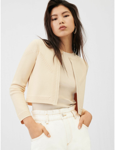 Cardigan fin en jacquard