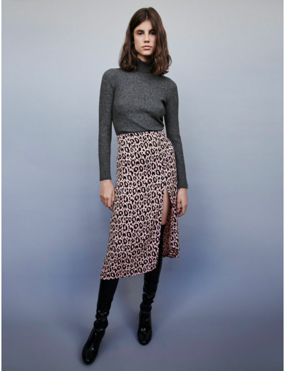 Jupe fendue en jacquard imprimé