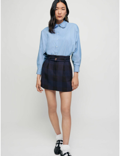 Chemise 100% coton à col claudine